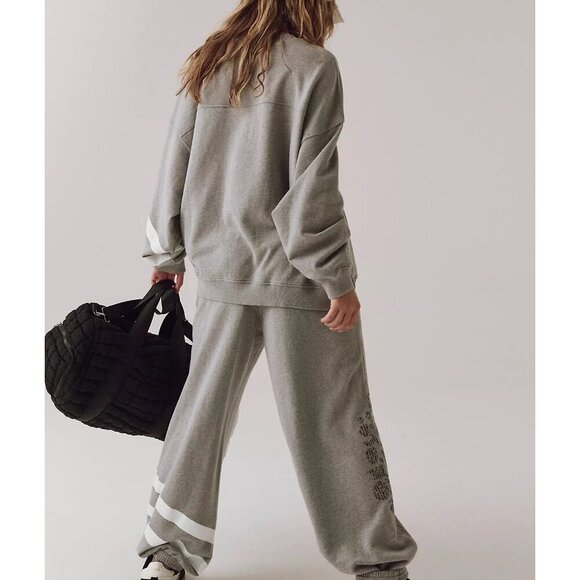 NWT Free People Movement All Star Jogger Logo - M Heather Grey/White - Picture 3 of 9